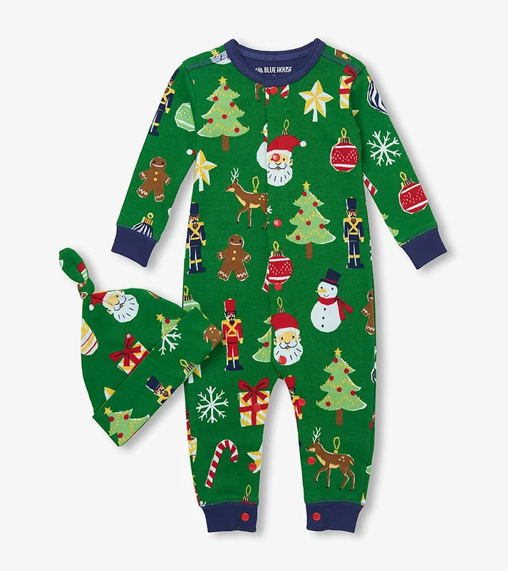 Baby Papercut Christmas Sleeper & Hat Set