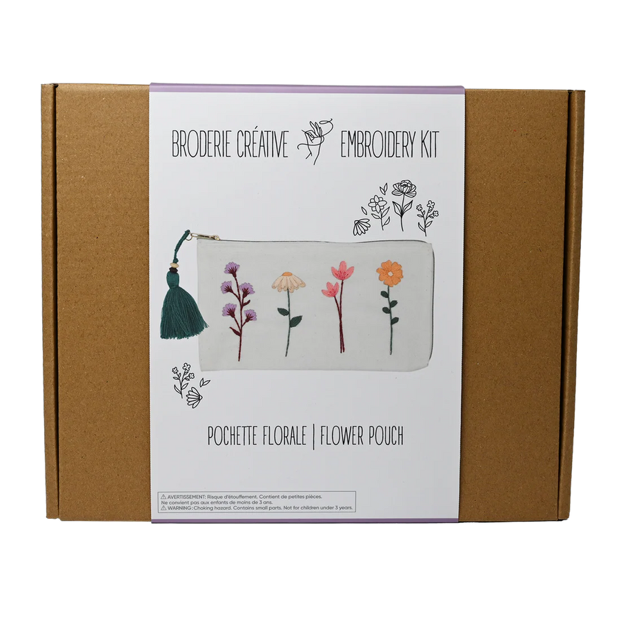 Flower Embroidery Pouch Kit