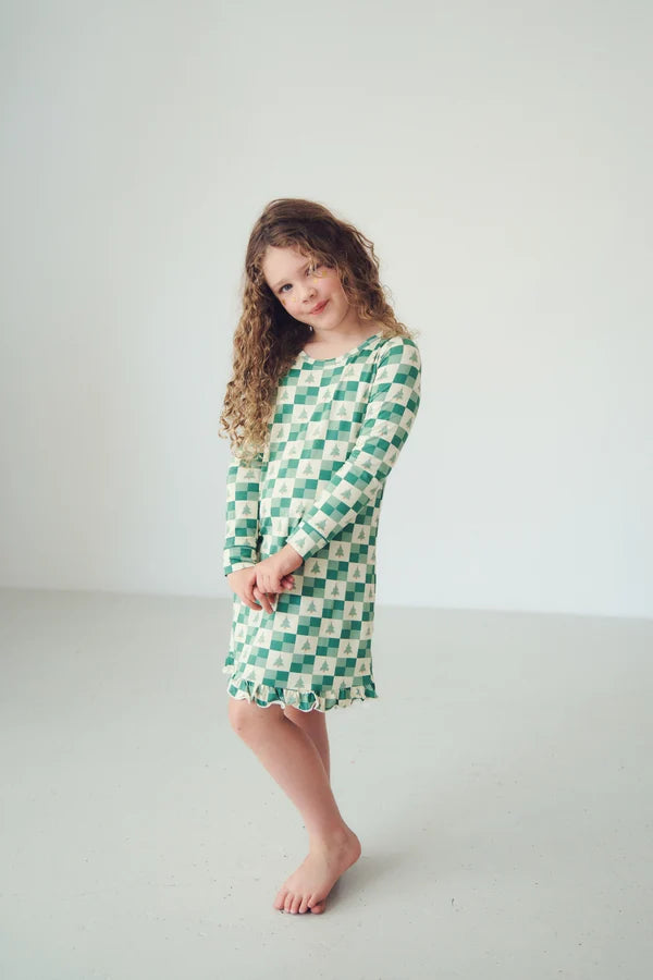 Long Sleeved Ruffled Sleep Dress