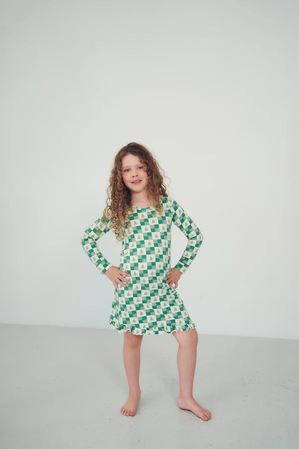 Long Sleeved Ruffled Sleep Dress