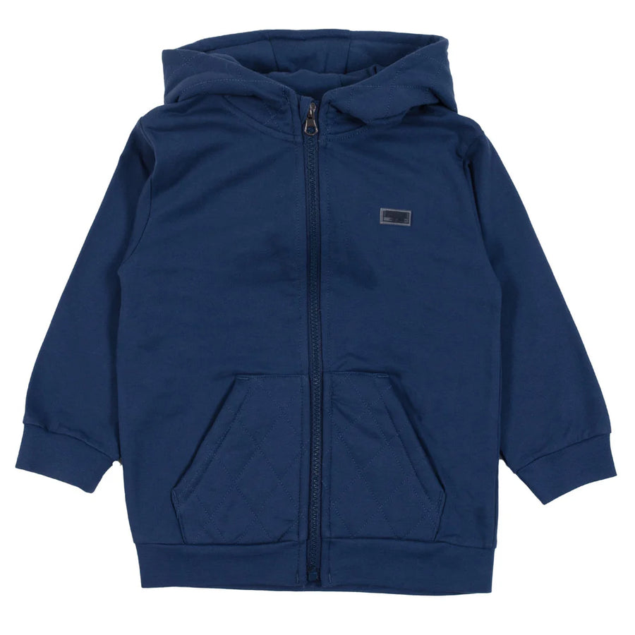 Boys’ French Cotton Zip-Up Hoodie – Navy