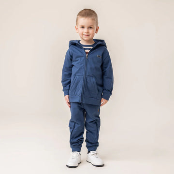 Boys’ French Cotton Zip-Up Hoodie – Navy