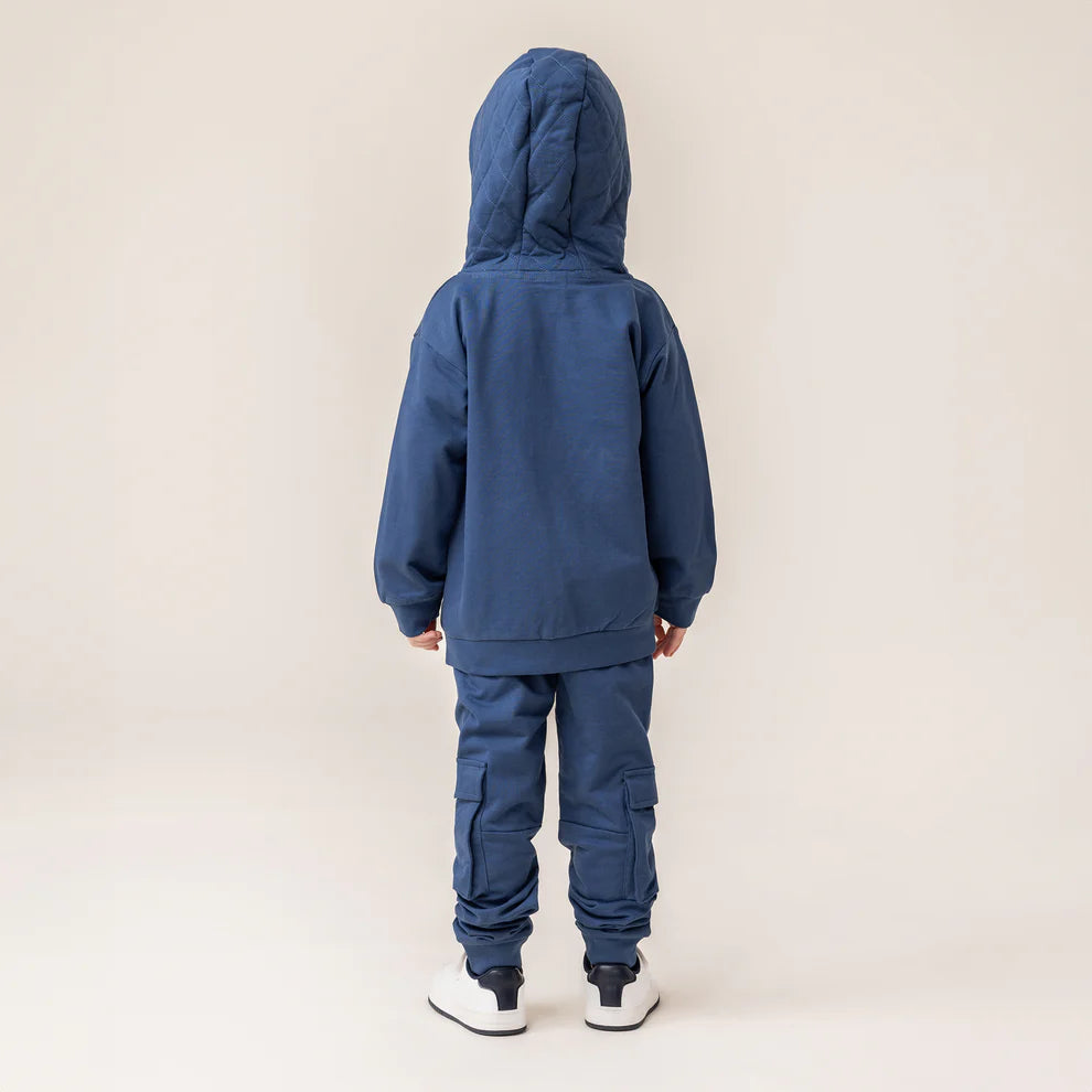 Boys’ French Cotton Zip-Up Hoodie – Navy