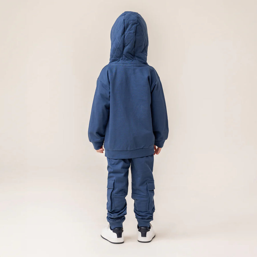 Boys’ French Cotton Zip-Up Hoodie – Navy