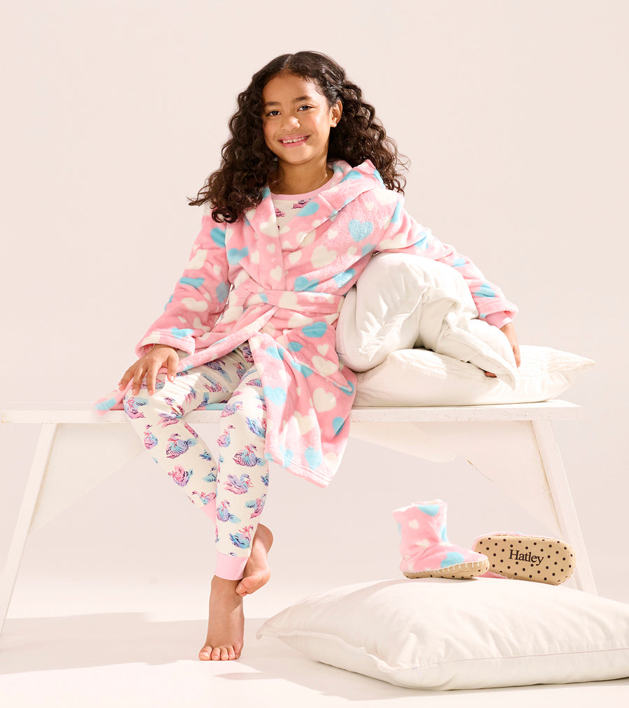 Big Hearts Fuzzy Fleece Robe