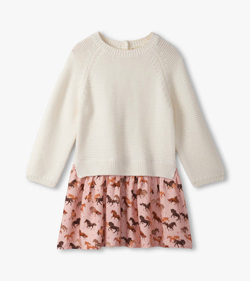 Girls Tinsel Horses Sweater Dress