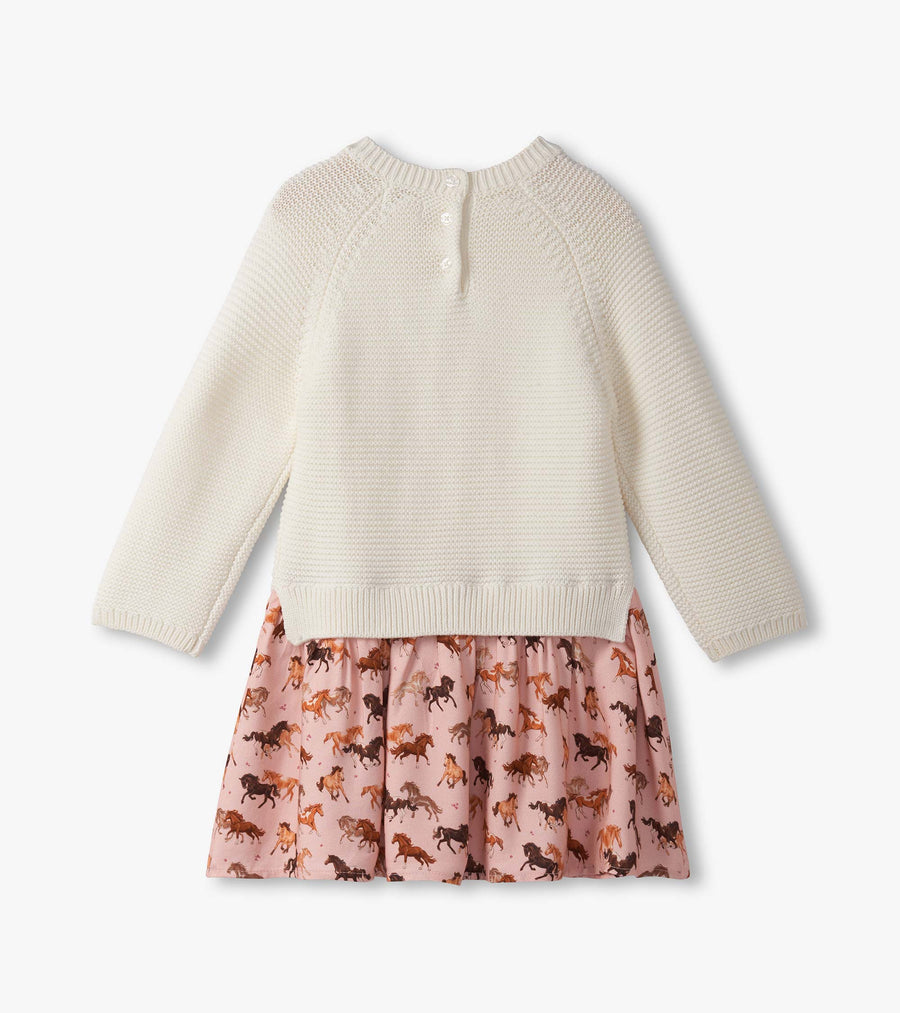 Girls Tinsel Horses Sweater Dress