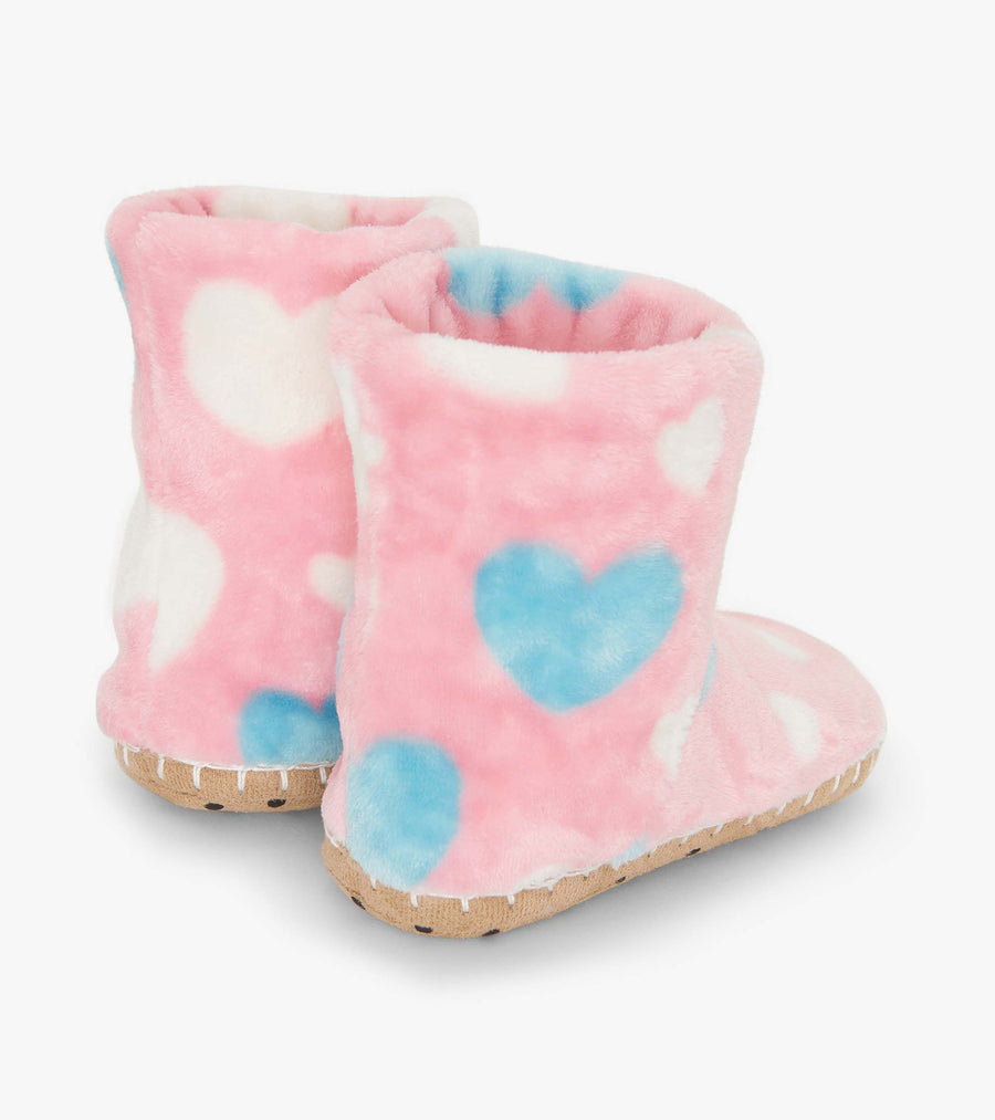 Big Hearts Fuzzy Fleece Slippers