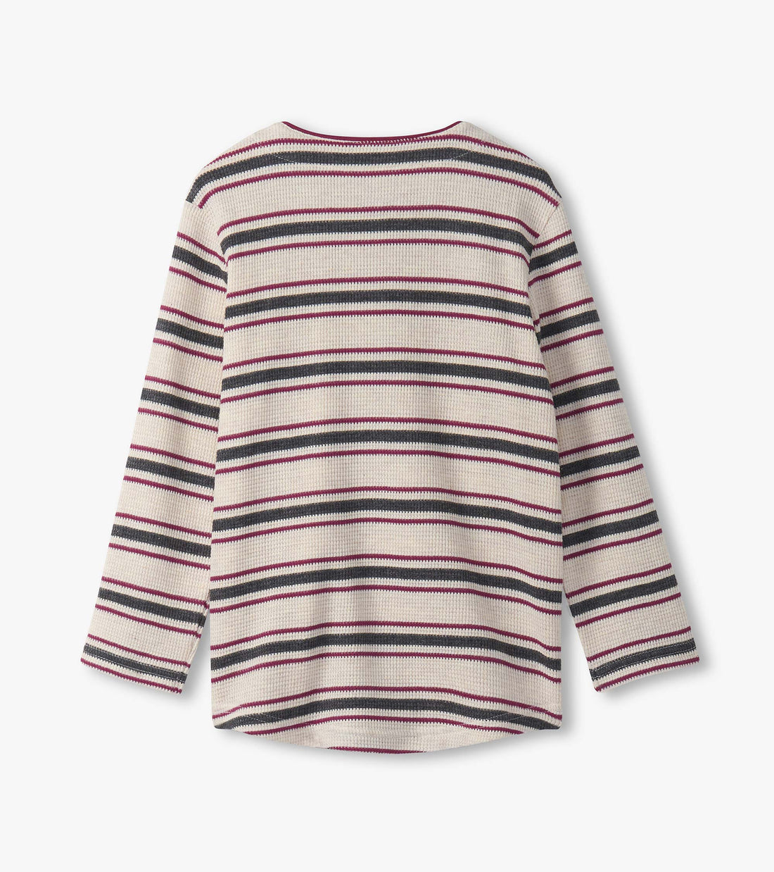 Oatmeal Melange Striped Waffle Henley
