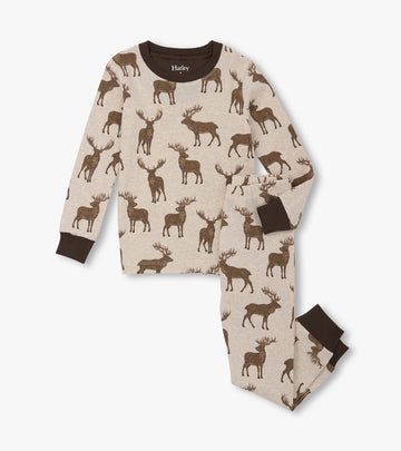 Pine Brush Stags Cotton Pajamas Set