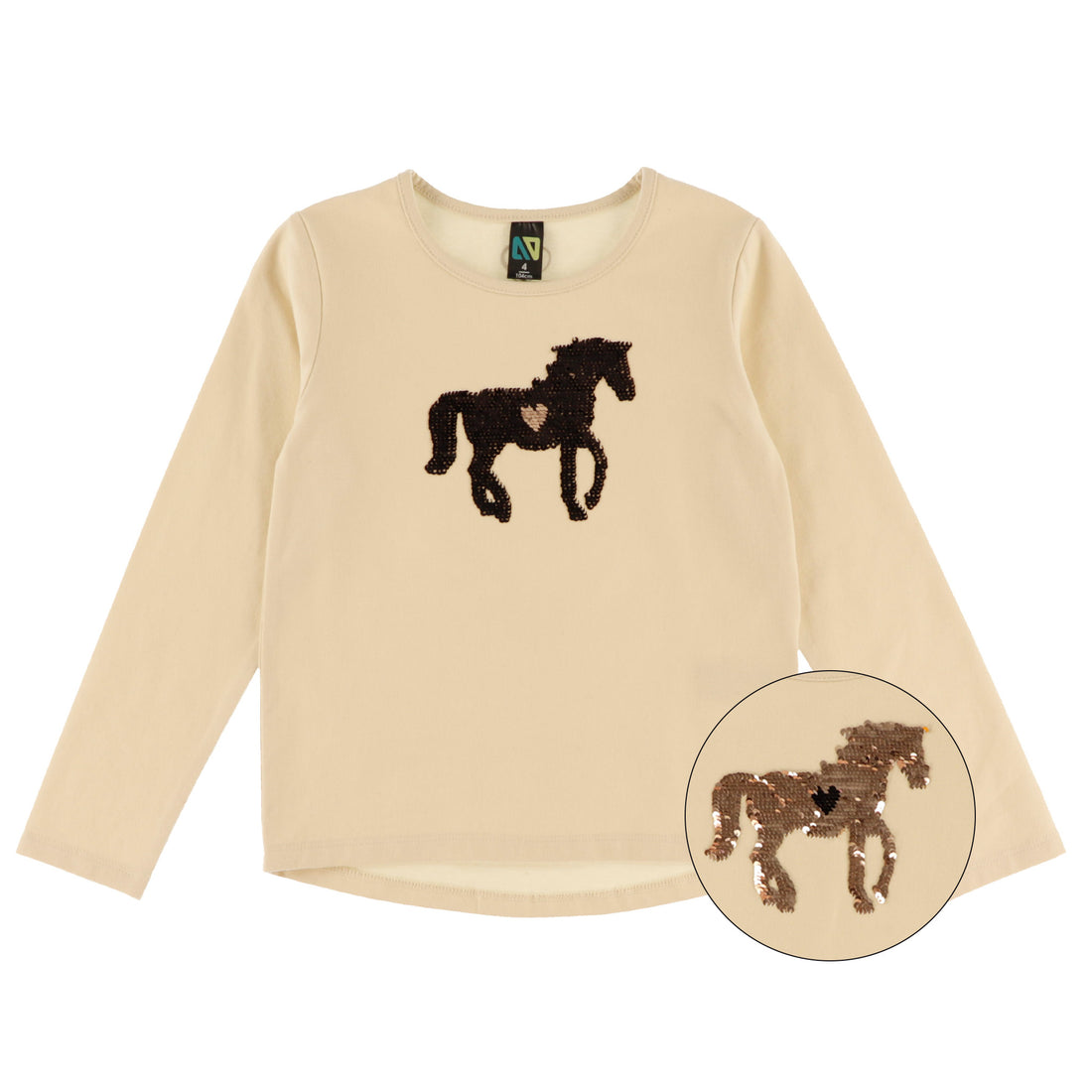 Girls' Sequin Horse Long Sleeve Shirt