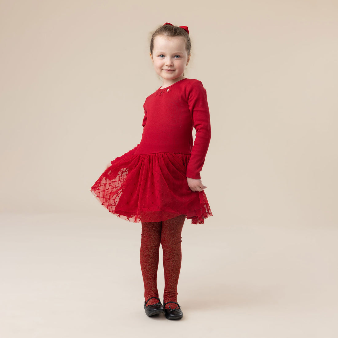 Nano Girls Red Tulle Holiday Dress