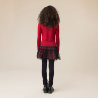 Nano Girls Red Ribbed Top with Bows
