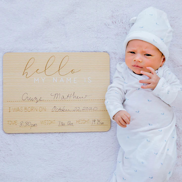 Wooden Birth Announcement “Baby Welcome Sign” – The Baby Footprint