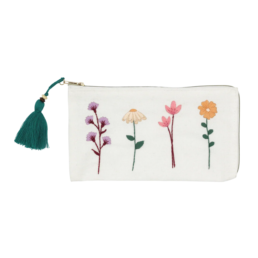 Flower Embroidery Pouch Kit