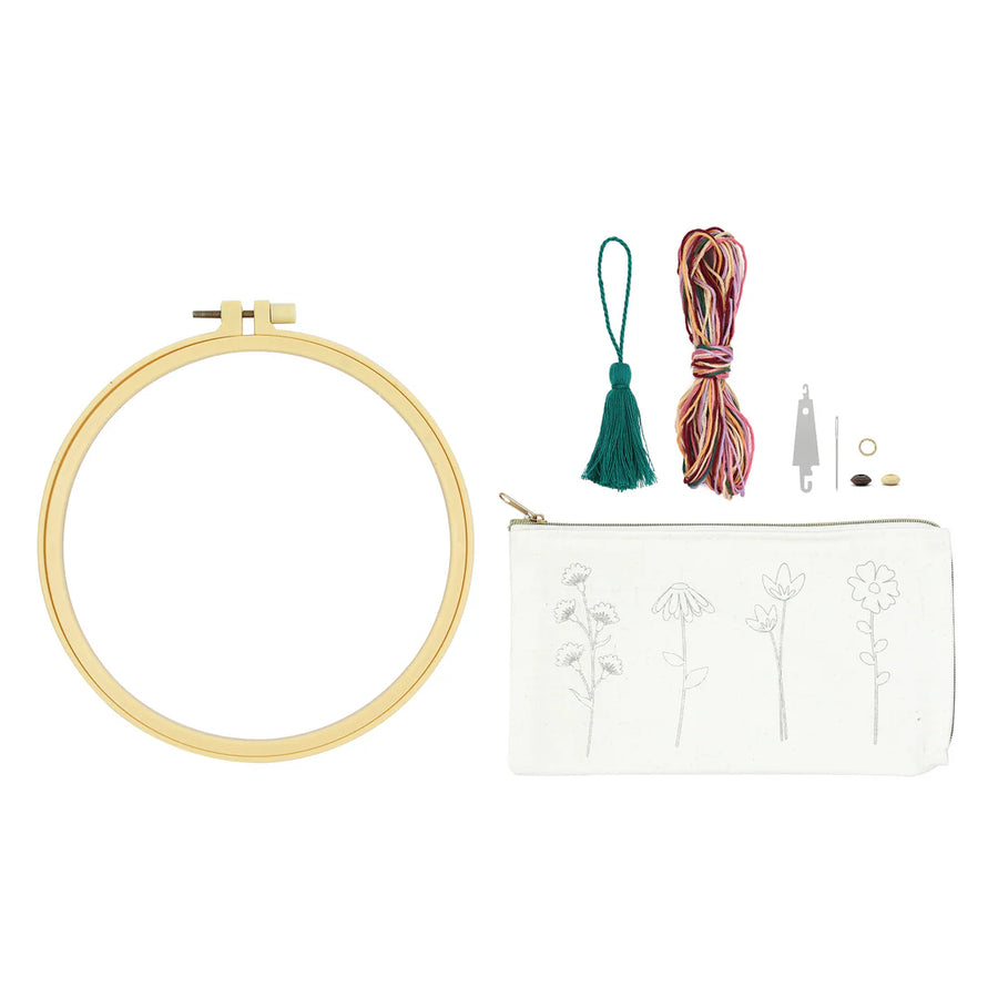 Flower Embroidery Pouch Kit