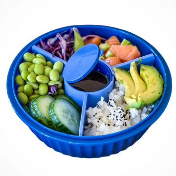 Poke Salad Bowl with Lid & Divider