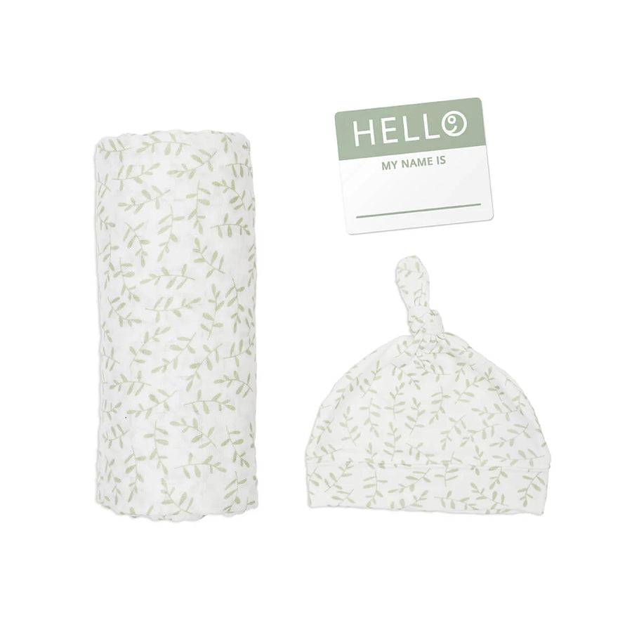 Hello World Swaddle & Knotted Hat Set