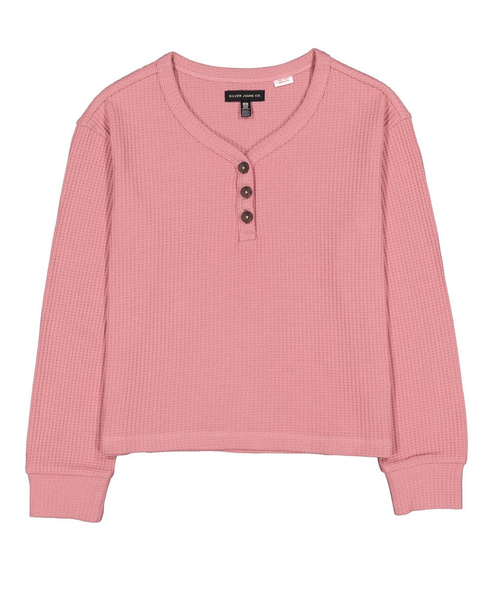 Girls' Long Sleeved Super Soft Thermal Knit Henley