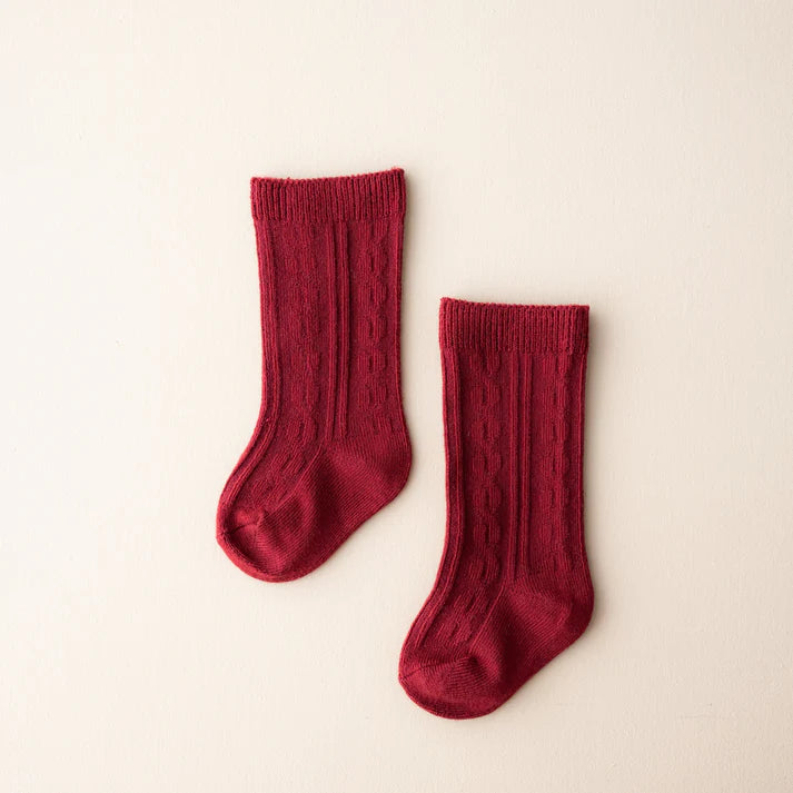 Bamboo Cable Knit Knee High Socks
