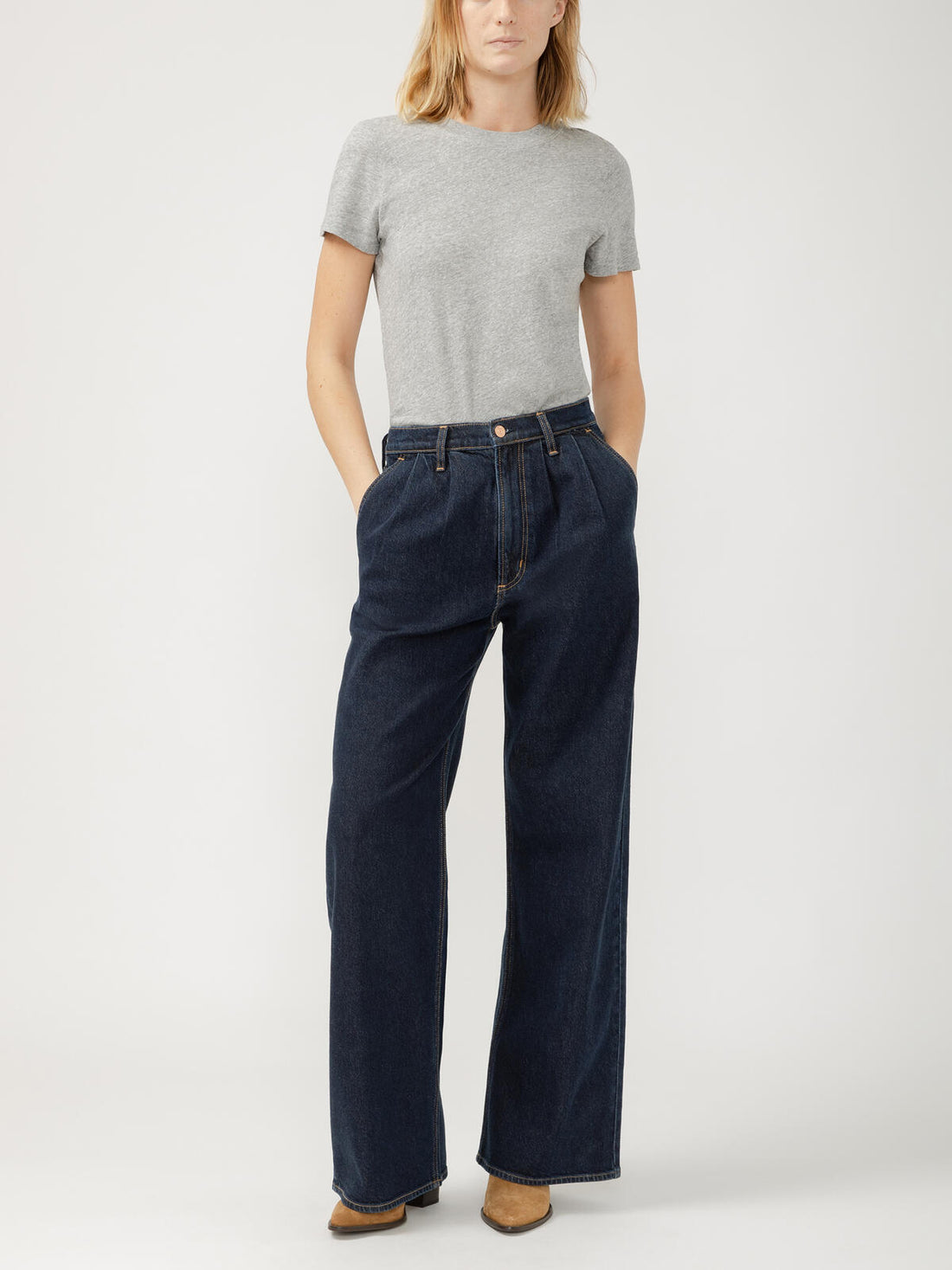 Girls Amelia Wide Leg Pleated Denim