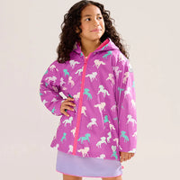 Girls Leaping Horses Zip Up Rain Jacket