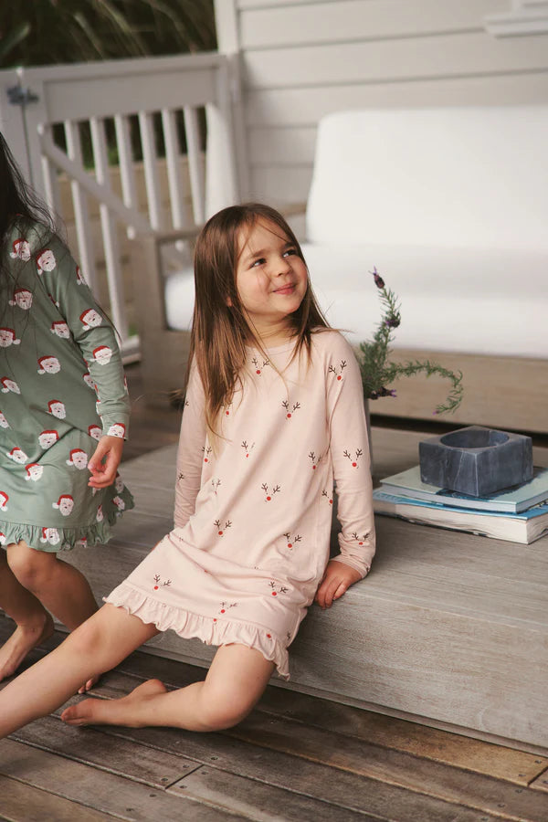 Long Sleeved Ruffled Sleep Dress