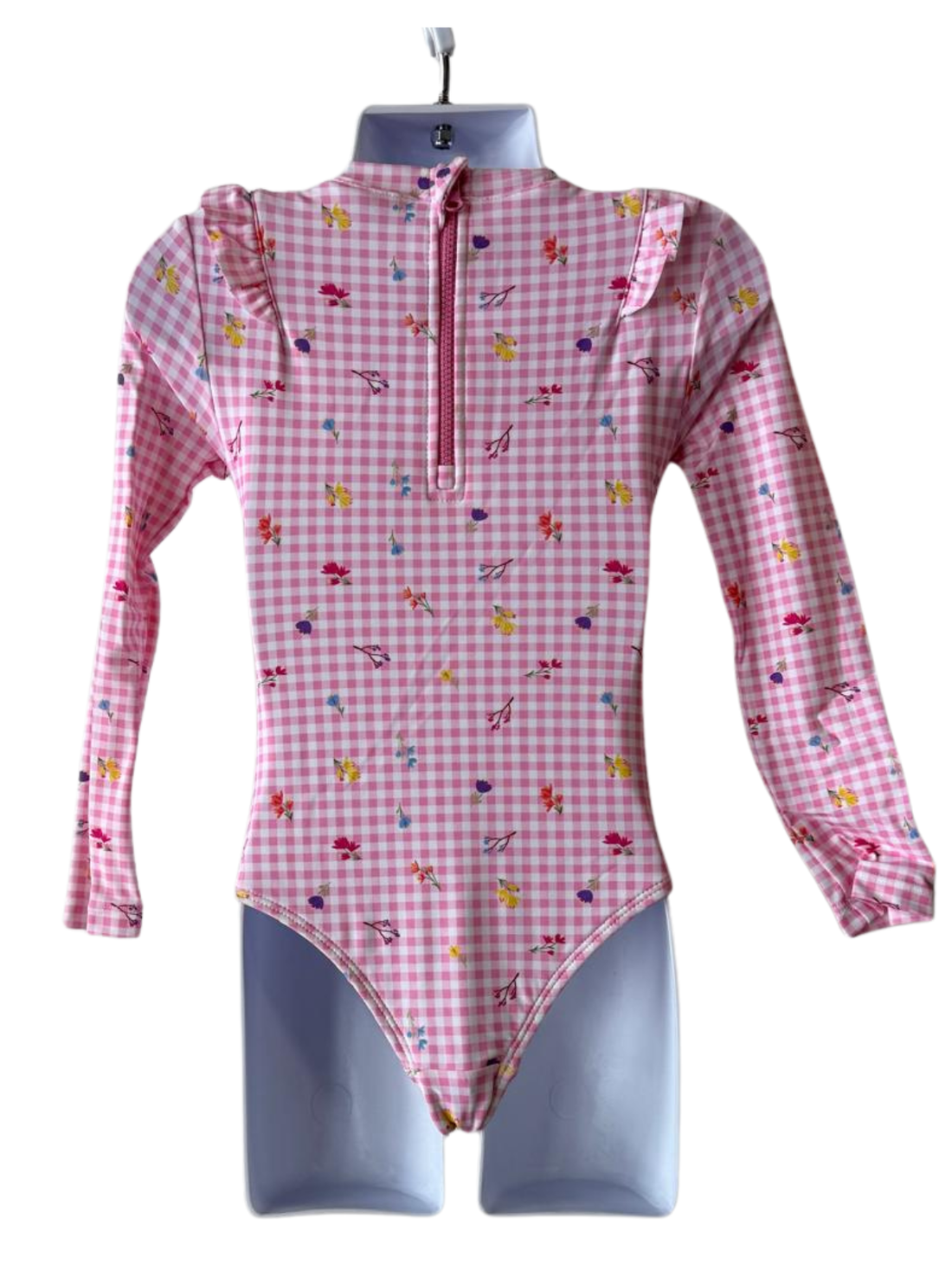 Long Sleeve Ruffle Shoulder Swimsuit