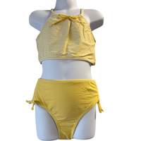 Ribbed Bikini Set — Keyhole Back & Bow Detail