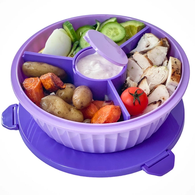 Poke Salad Bowl with Lid & Divider