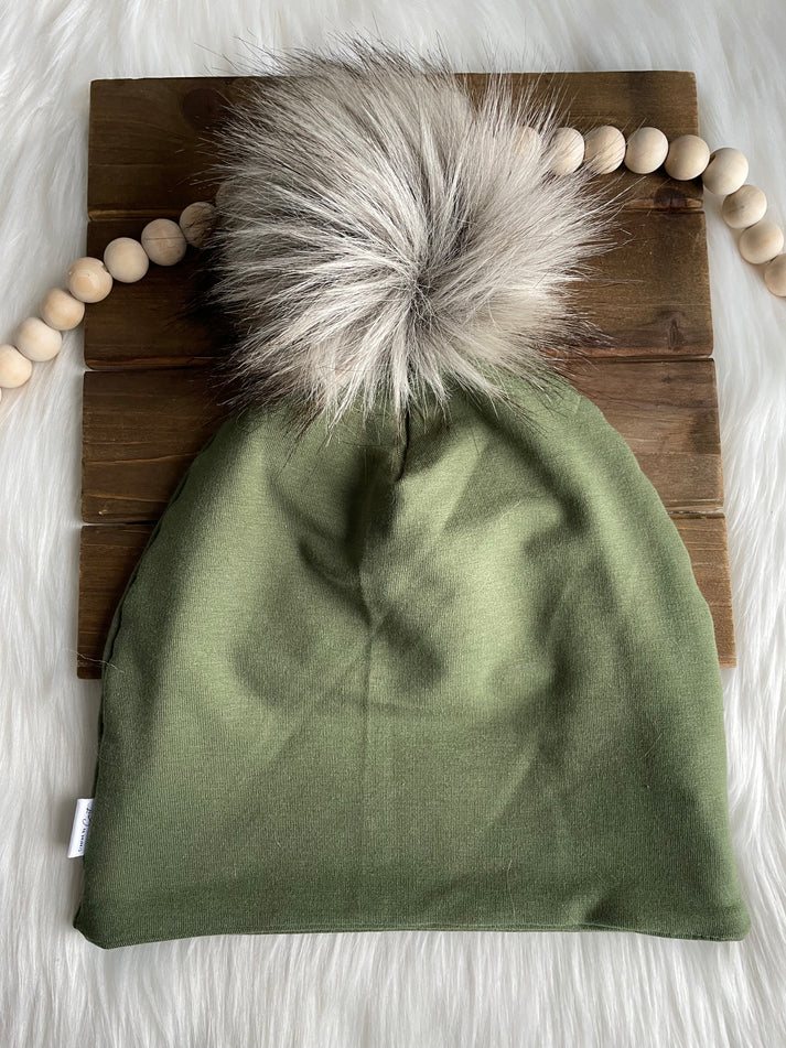 Bamboo Terry Beanie with Pom Pom