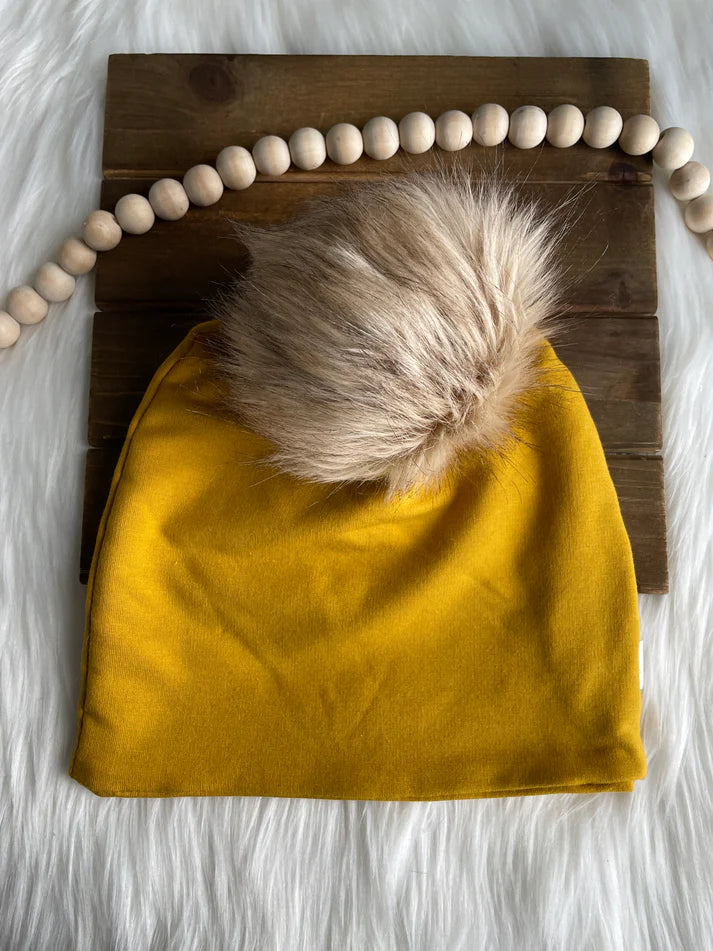 Bamboo Terry Beanie with Pom Pom