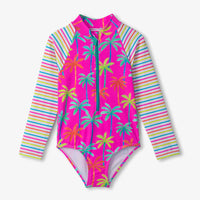 Painted Palms Longsleeve Rashguard Swimsuit