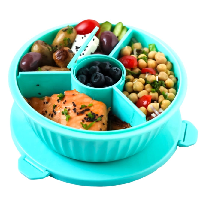 Poke Salad Bowl with Lid & Divider