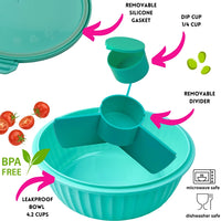 Poke Salad Bowl with Lid & Divider