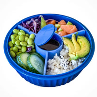 Poke Salad Bowl with Lid & Divider