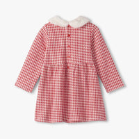 Red Houndstooth Fur Trim Dress