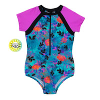 One Piece Short Sleeve Swimsuit (4-14Y)