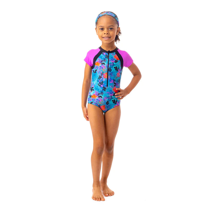 One Piece Short Sleeve Swimsuit (4-14Y)