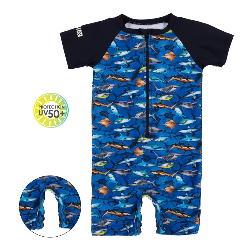 One Piece Short Sleeve Swimsuit (6/9M-4Y)