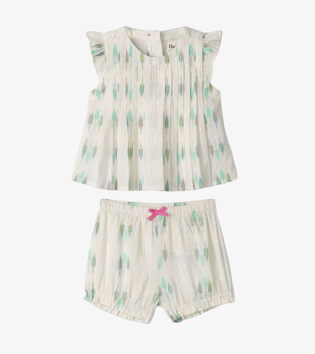 Baby & Toddler Blue Feathers Pin Tuck Top & Bloomer Set