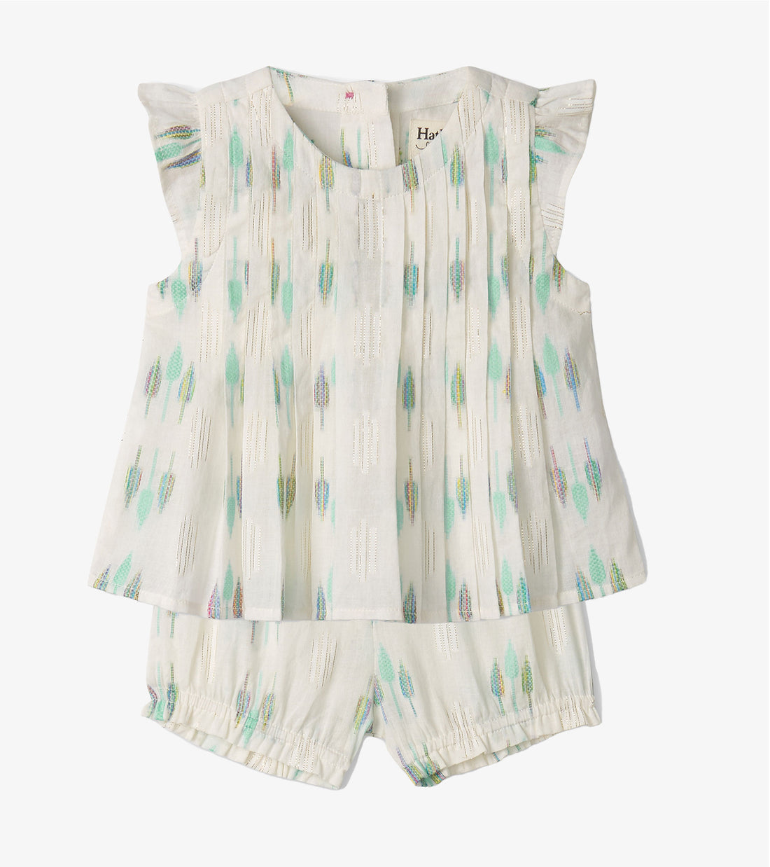 Baby & Toddler Blue Feathers Pin Tuck Top & Bloomer Set