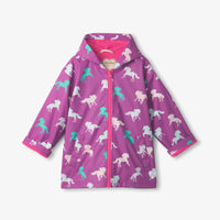 Girls Leaping Horses Zip Up Rain Jacket