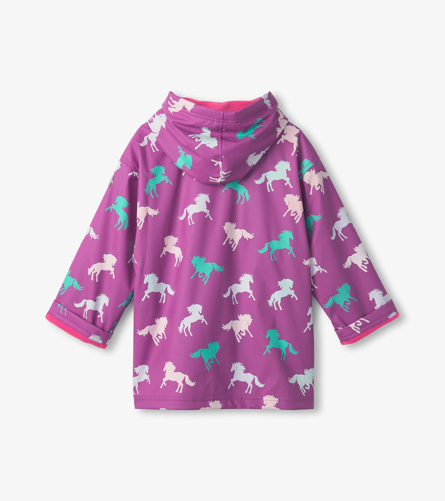 Girls Leaping Horses Zip Up Rain Jacket