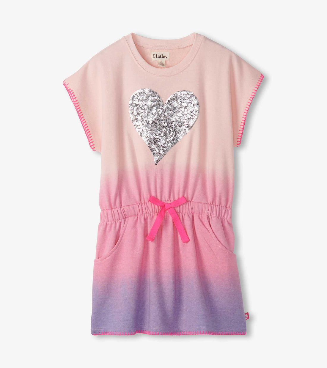 Girls Sequin Heart Pull on Dress