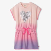 Girls Sequin Heart Pull on Dress