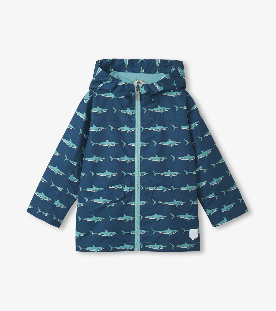 Boys Zip Up Shark Lightweight Rain Jacket