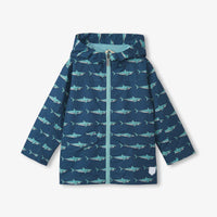 Boys Zip Up Shark Lightweight Rain Jacket