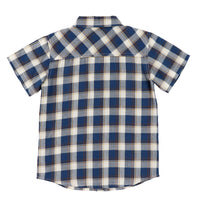 Boys' Blue Plaid Button Up Collared T-Shirt