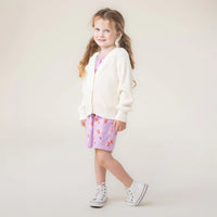 Girl's White Knit Cardigan
